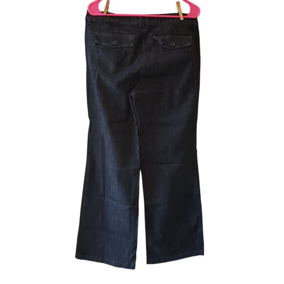 NY&C New York & Co Jeans Womens Wide Leg  Size 10 Tall Blue Denim Flare Low Rise - Picture 2 of 6
